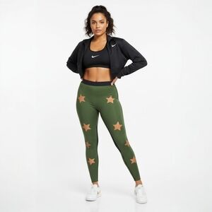 NWT ULTRACOR Knockout Star Print Compression Leggings | Green | Size M| Athletic